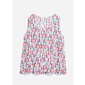 Your Story Terrazas V-Neck Sleeveless Top - Multicolored Lighthouses, XL